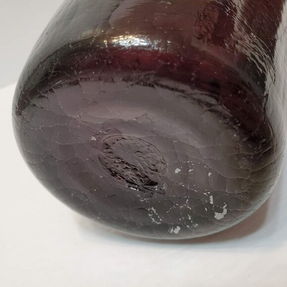 Pilgrim Glass Hand Blown Bottle Decanter, 13" Crackle Art Amethyst Purple MCM - Picture 6 of 10
